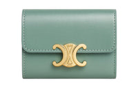 CELINE Triomphe Shiny Calfskin Wallet Women's Green
