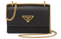 PRADA Leather Card Holder Mini Women's Black