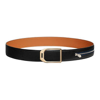 HERMES Leather Leather Belts Men's Black/Sea Blue Width: 3.8cm