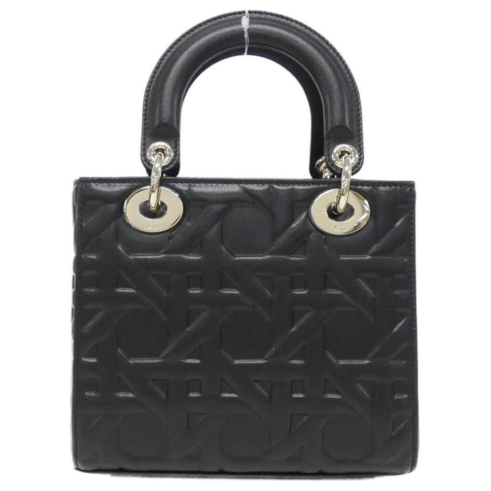 DIOR Lady Dior Calfskin Shoulder Bag Crossbody Bag Handbag Small Size Women's Black