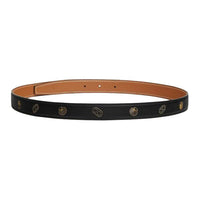 HERMES Eyelet Design Leather Belts Women's Black Width 2.4CM