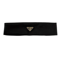 PRADA Recycled Nylon Metal Enamel Hair Bands Women's Black