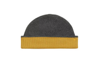 HERMES Cashmere Rubber Beanies Men's Gray Yellow