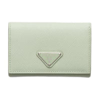 PRADA Leather Card Holder Women's Light Green