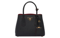 PRADA Double Leather Shoulder Bag Crossbody Bag Handbag Mini Women's Black