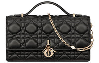 DIOR Lady Dior Sheepskin One Shoulder Crossbody Clutch Regular Women's Black