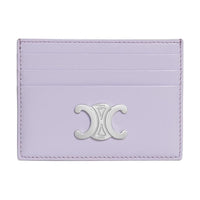 CELINE Cow Leather Card Holder Women's Purple