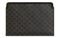 CELINE Artificial Leather And Cow Leather Document Folder Clutch Men's Black