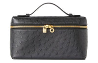 Loro Piana ExtraPocket Ostrich Leather Shoulder Bag, Crossbody Bag, Handbag Women's Black