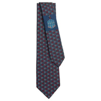 HERMES Mulberry Silk Ties Men's Marine Blue/Red