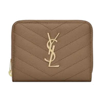 SAINT LAURENT Calfskin Wallet Women's Taupe
