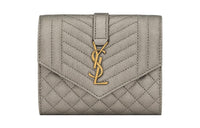 SAINT LAURENT ENVELOPE Lambskin Wallet Regular Women's Brun Metallic