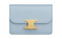 CELINE Triomphe Shiny Cow Leather Card Holder Women's Light Blue
