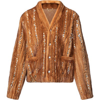 LOUIS VUITTON Made To Order Embellished Mink Cardigan
