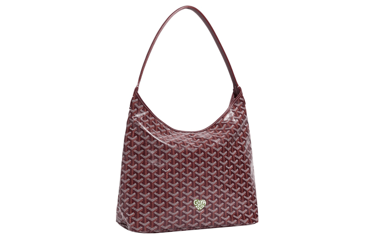 GOYARD Bohème Hobo Canvas With Leather Shoulder Bag Combo Bag Shoulder Bags Women's Burgundy & Light Green Heart