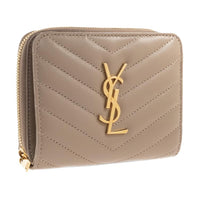 SAINT LAURENT Lambskin Wallet Women's Beige