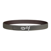 HERMES Calfskin Leather Belts Men's Gray Width: 3.2CM