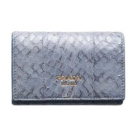 PRADA Leather Card Holder Women's Light Purple Blue