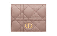 DIOR Caro Calfskin Wallet Mini Women's Pink