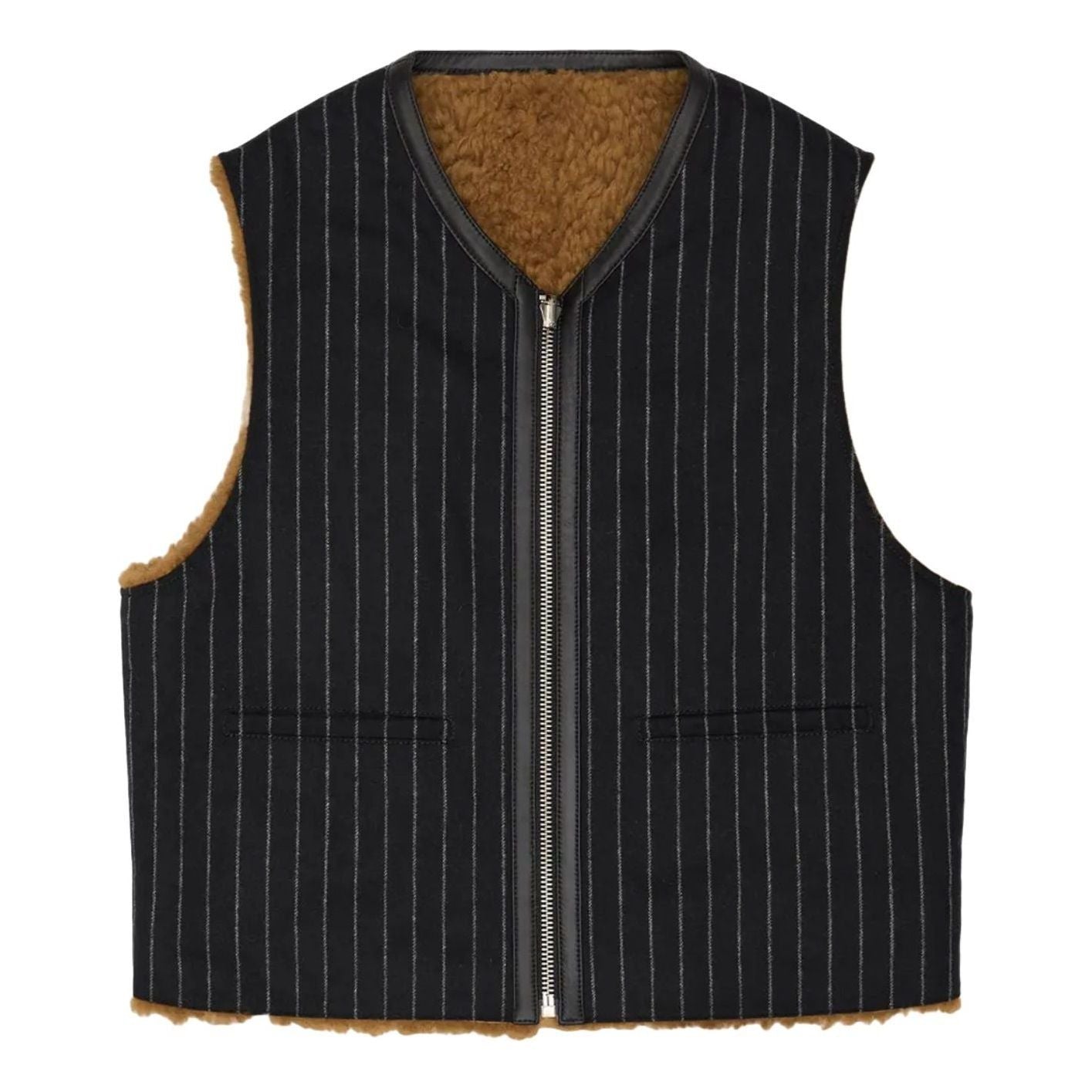 Denim Tears Reversible Pinstripe Shearling Vest 'Multicolor' FW25OAL11061995