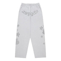 Sp5der Rhinestone Beluga V2 Wide Leg Sweatpant 'Heather Grey' SB038FW25HGR