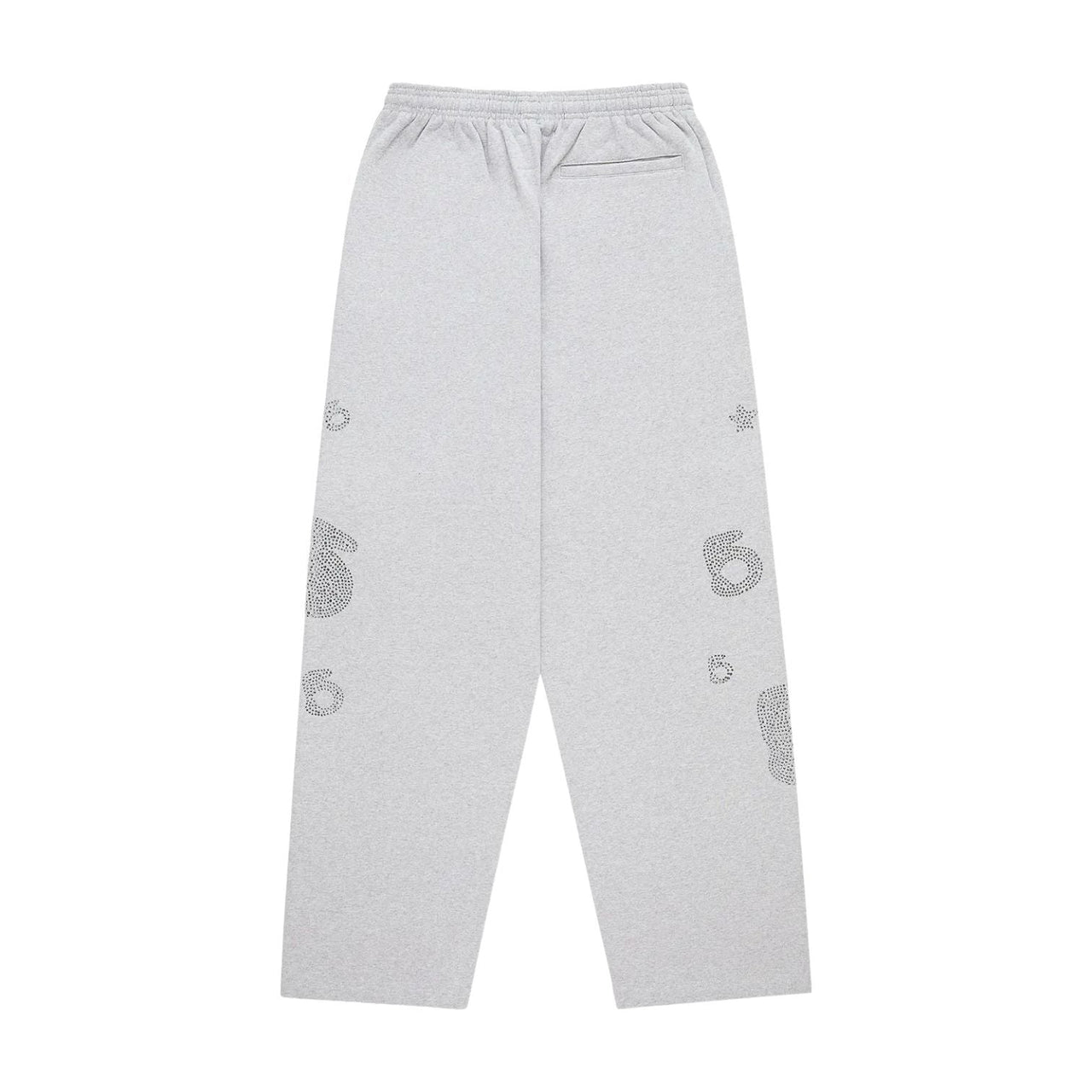 Sp5der Rhinestone Beluga V2 Wide Leg Sweatpant 'Heather Grey' SB038FW25HGR