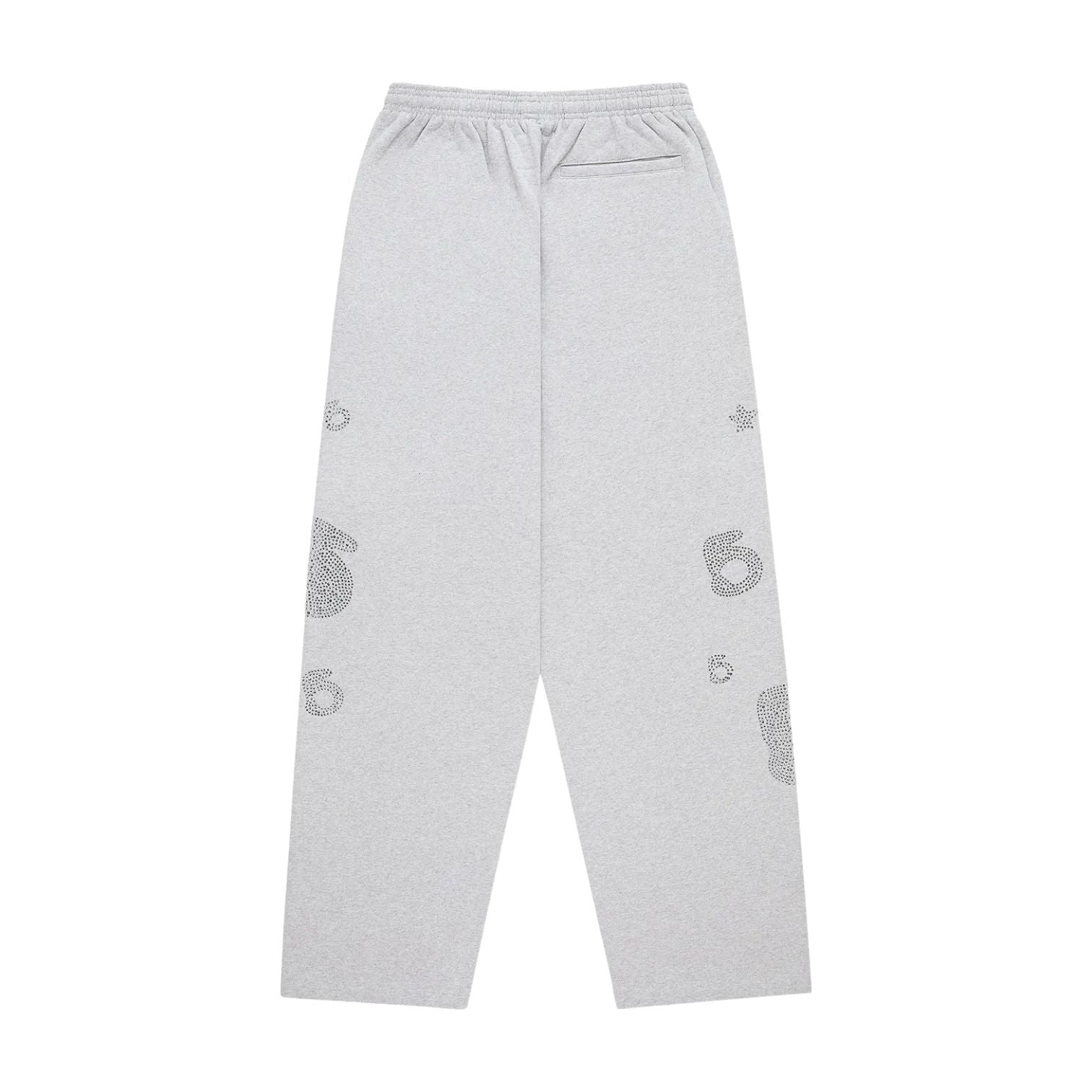 Sp5der Rhinestone Beluga V2 Wide Leg Sweatpant 'Heather Grey' SB038FW25HGR