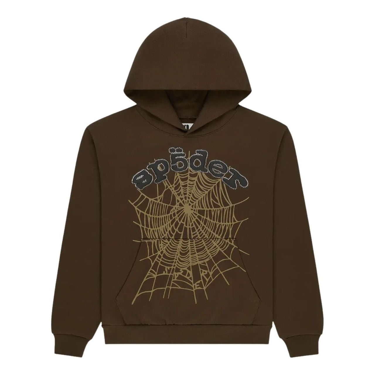 Sp5der Og Web Rhinestone Hoodie 'Brown' ST009FW25BRN