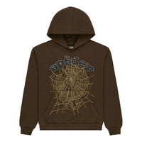 Sp5der Og Web Rhinestone Hoodie 'Brown' ST009FW25BRN