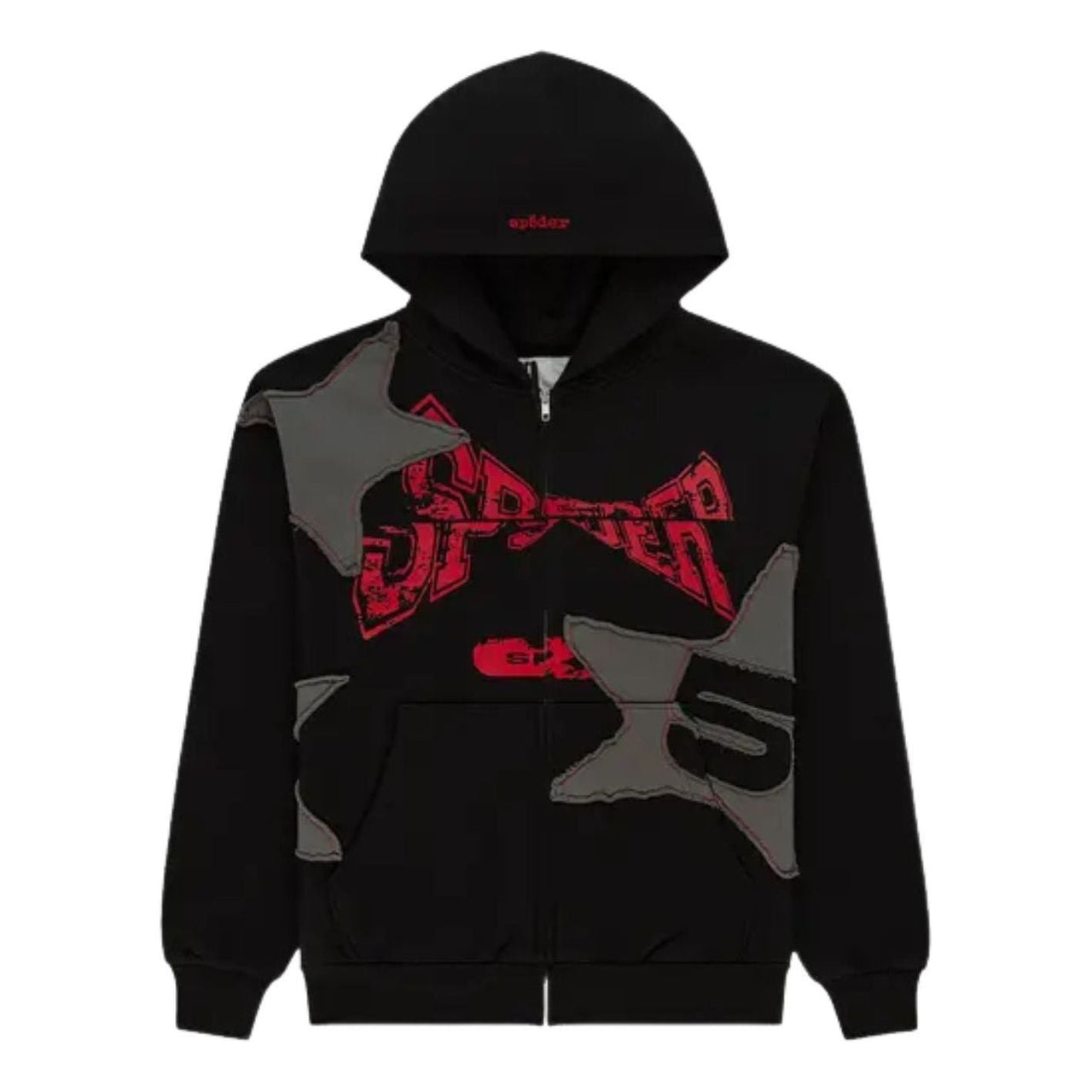 Sp5der Big Star Full Zip Hoodie 'Black' ST008FW25BLK