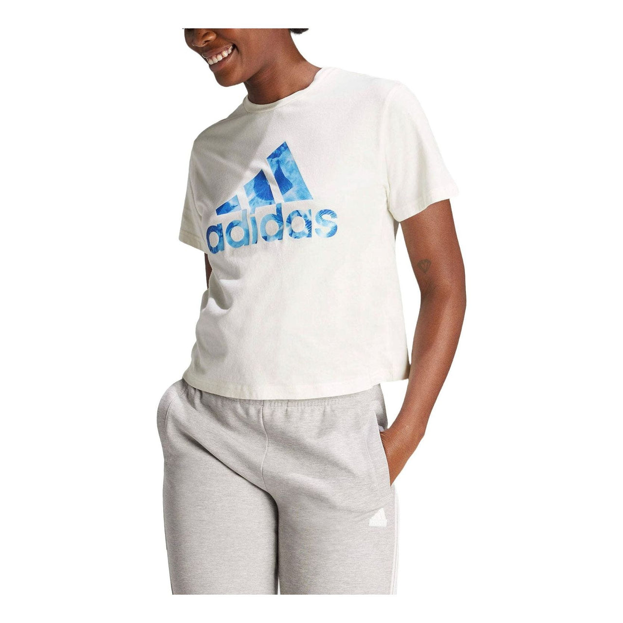 (WMNS) adidas Floral Graphic Big Logo T-shirt Asia Sizing 'White' IS4258