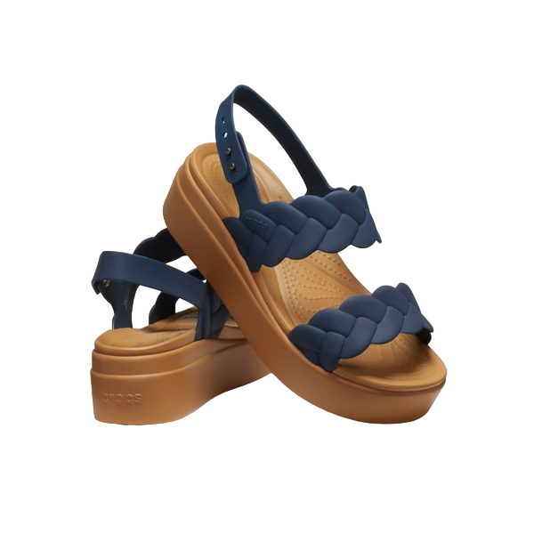(WMNS) Crocs Brooklyn Woven Wedge Sandals 'Blue Brown' 209977-410
