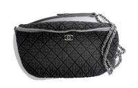 CHANEL Denim Fanny Pack Women's Dark Gray