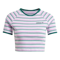 (WMNS) adidas Asia Sizing '80s Rib Stripe Baby T-Shirt 'Pink White' JC6168