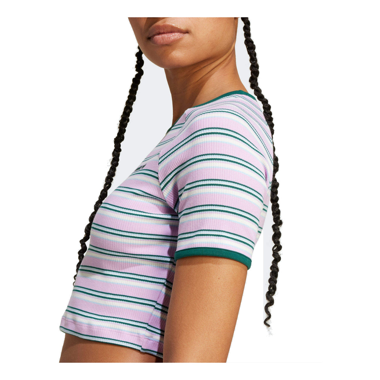 (WMNS) adidas Asia Sizing '80s Rib Stripe Baby T-Shirt 'Pink White' JC6168