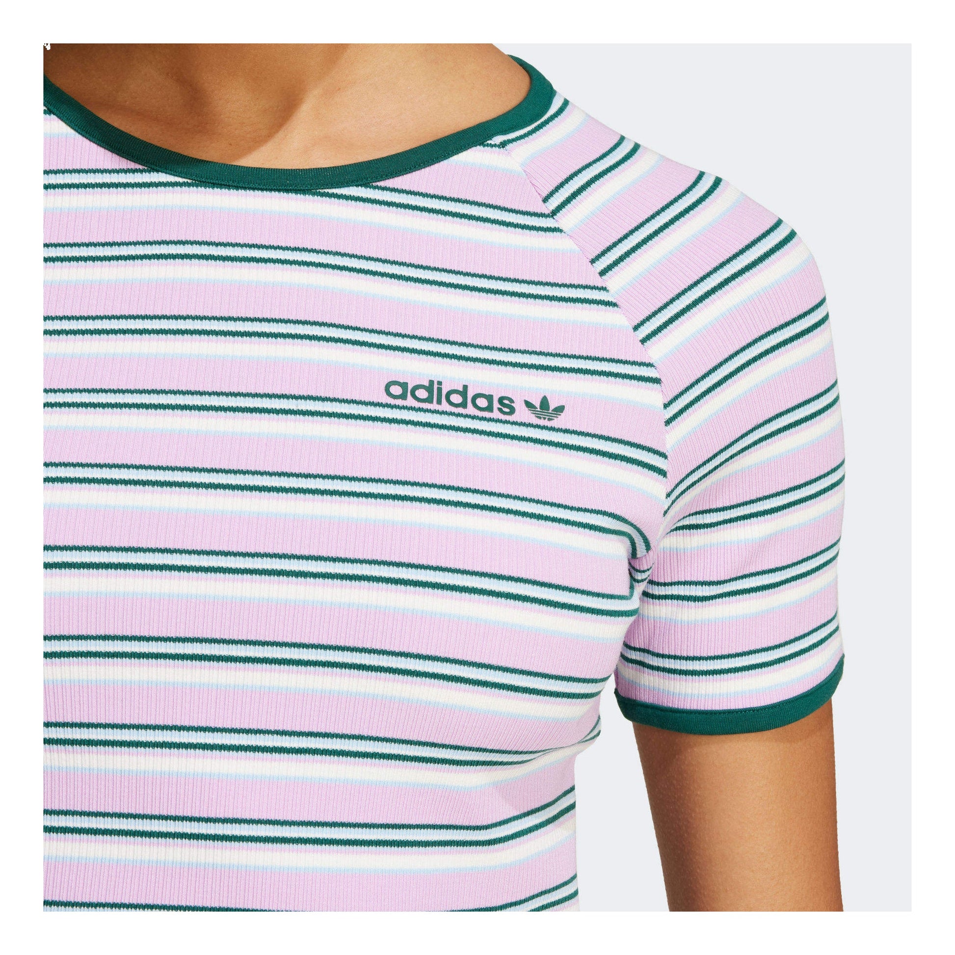 (WMNS) adidas Asia Sizing '80s Rib Stripe Baby T-Shirt 'Pink White' JC6168