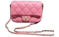 CHANEL Sheepskin Shoulder Bag, Crossbody Bag Mini Women's Pink