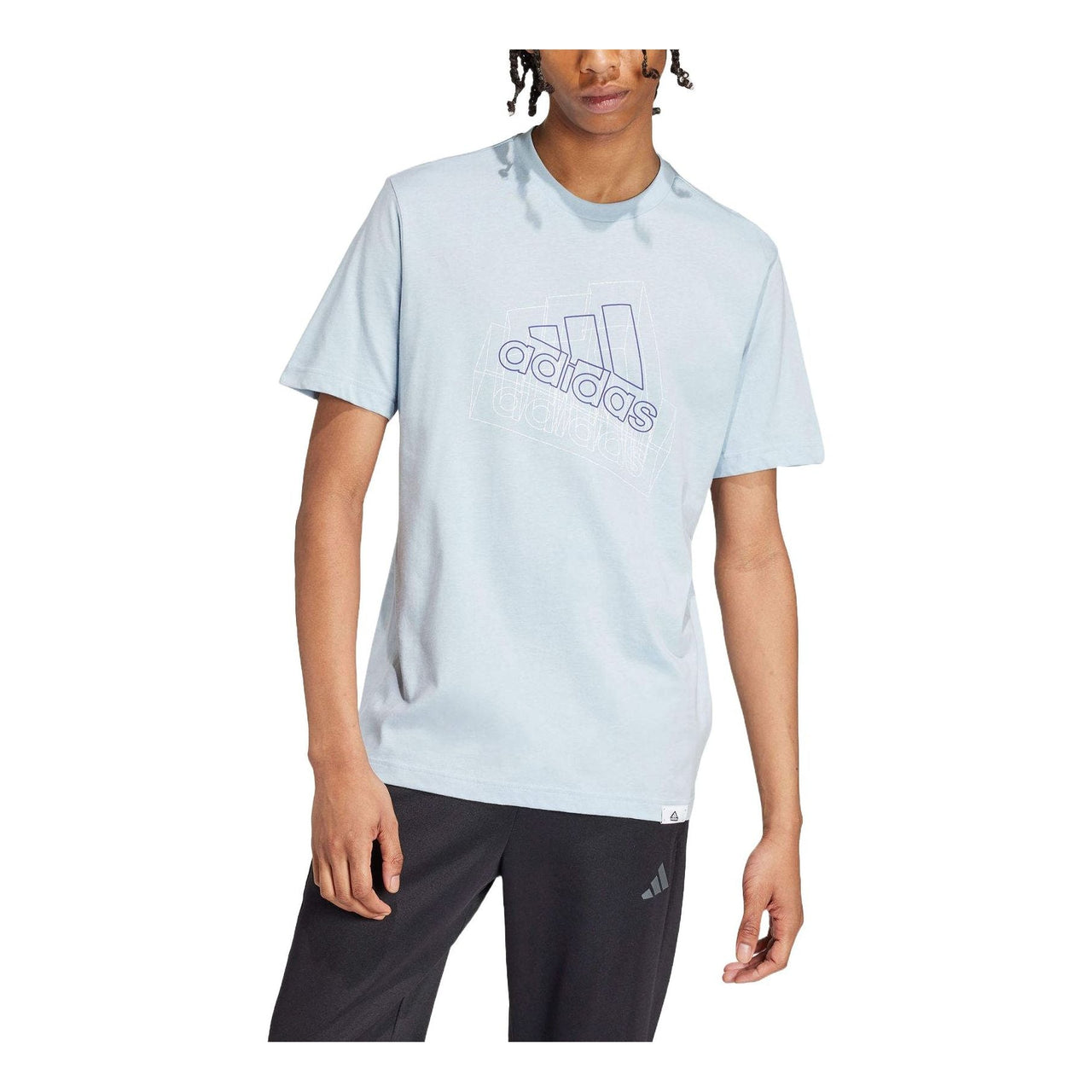 adidas Tech Badge Of Sport Graphic T-shirt Asia Sizing 'Light Blue' JF0662