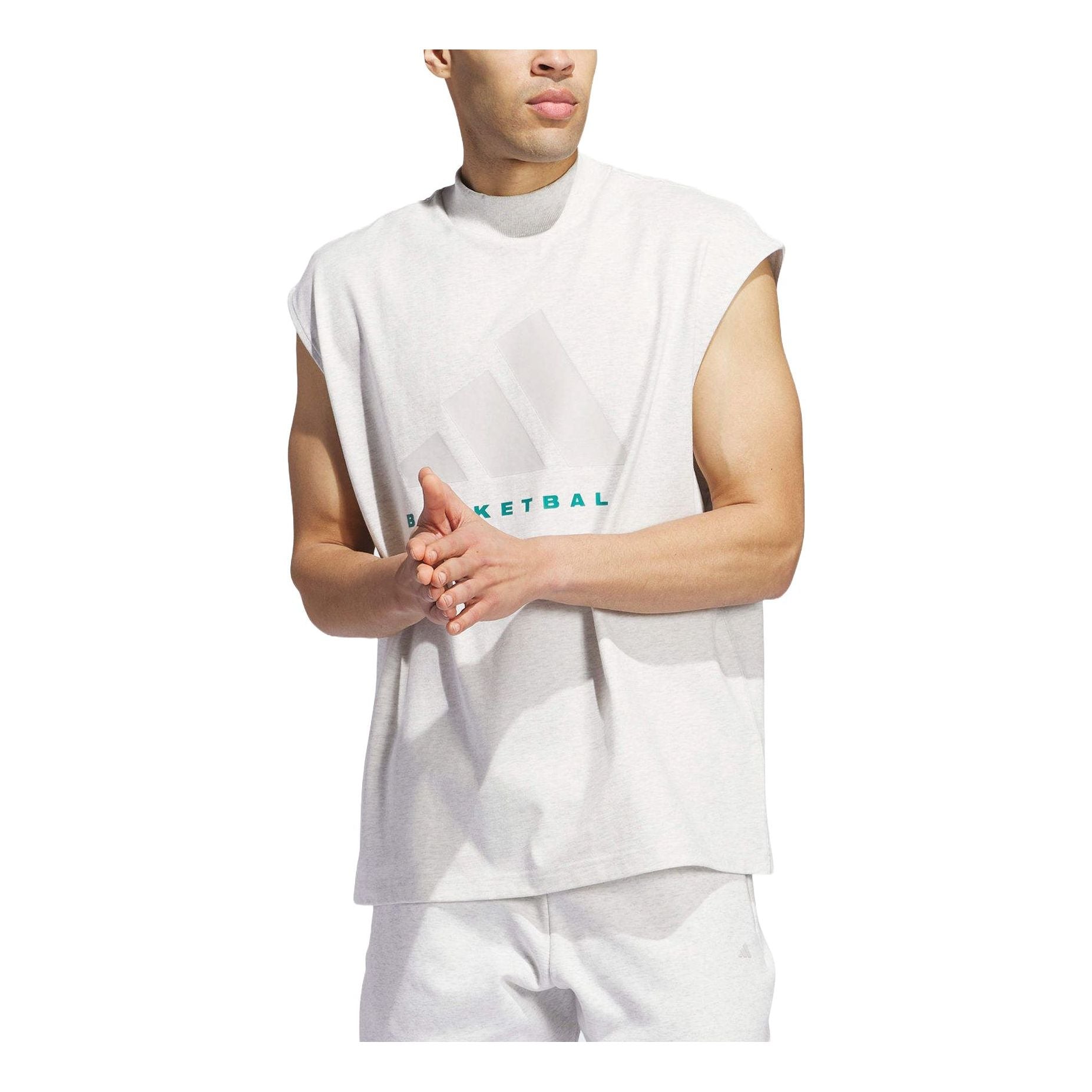 adidas Basketball Sleeveless T-shirt Asia Sizing 'Light Grey' JI9120