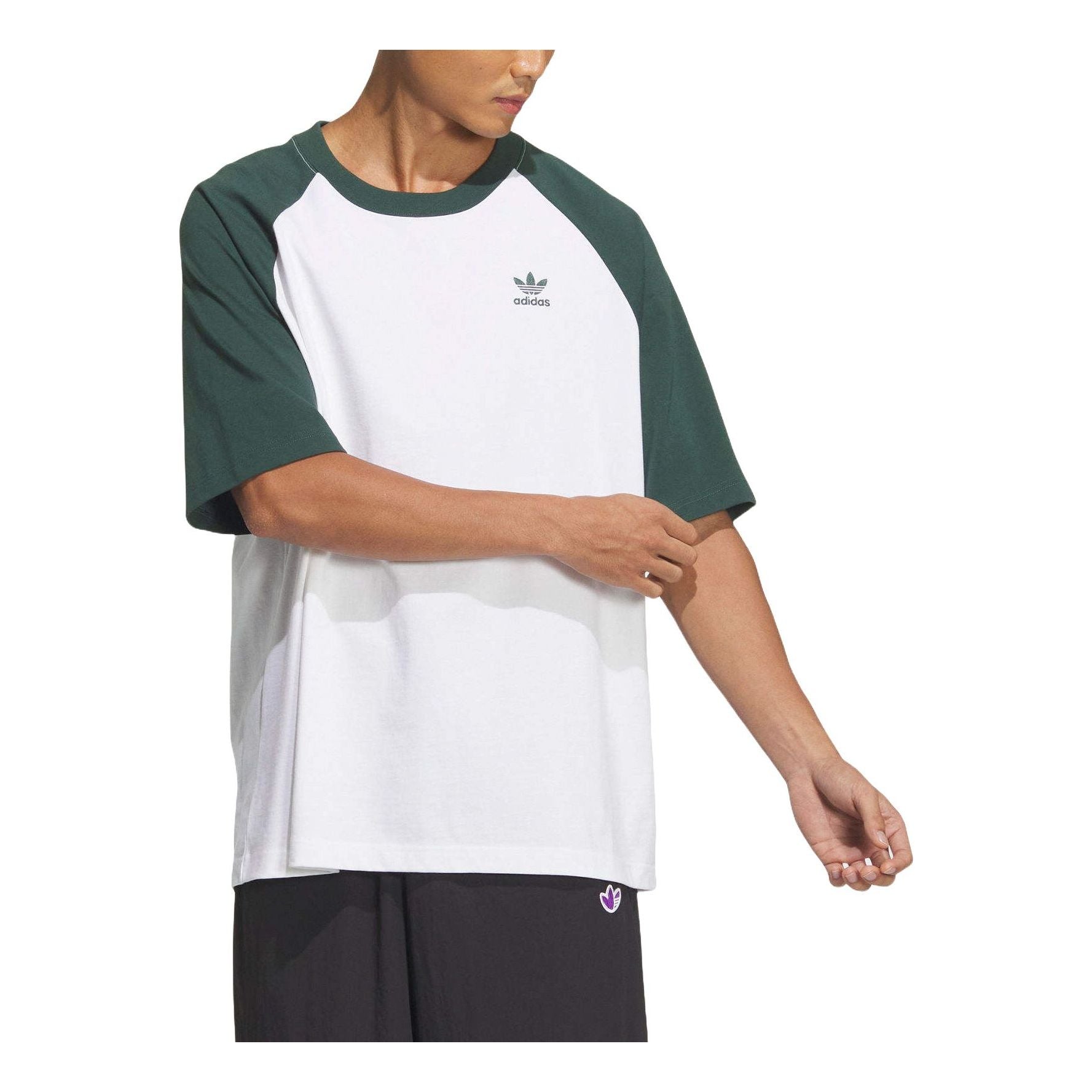 adidas Adicolor Raglan T-Shirt Asia Sizing 'White Green' JM7264