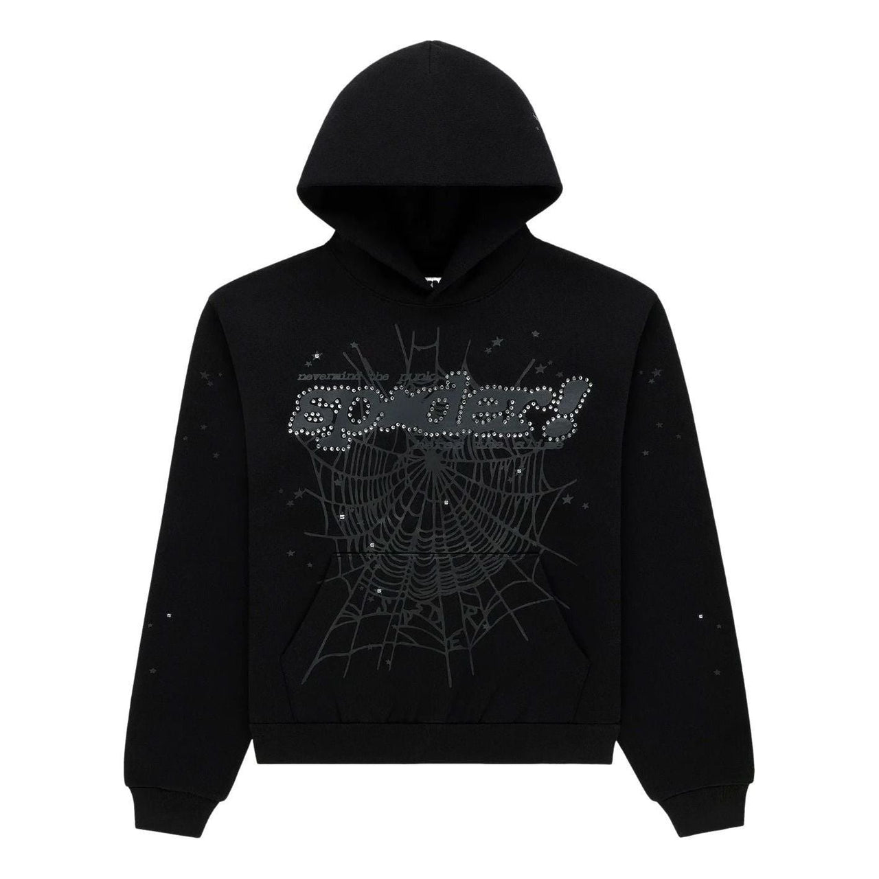 Sp5der Rhinestone Punk V2 Hoodie 'Black' ST041SS26BLK