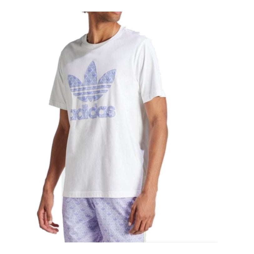 adidas Classic Monogram Graphic T-Shirt Asia Sizing 'White Blue' IS0205