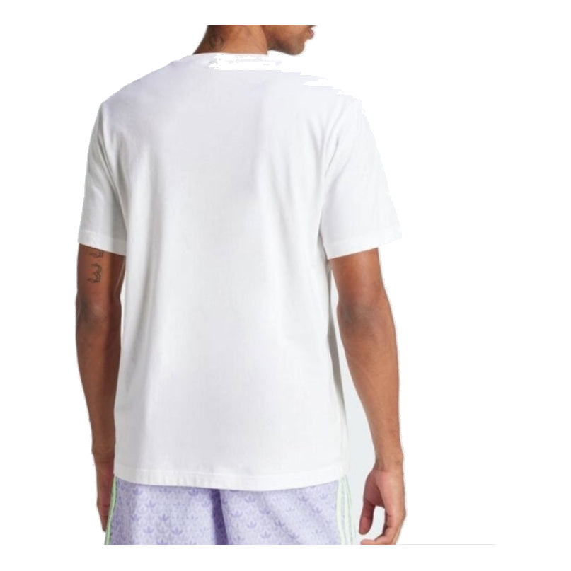 adidas Classic Monogram Graphic T-Shirt Asia Sizing 'White Blue' IS0205