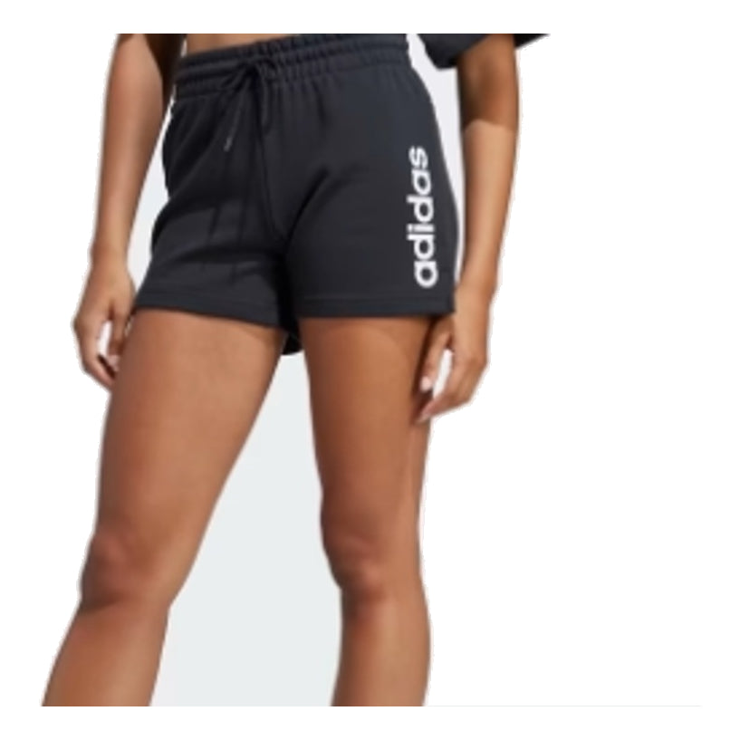 (WMNS) adidas Essentials Linear French Terry Shorts Asia Sizing 'Black White' IC4442