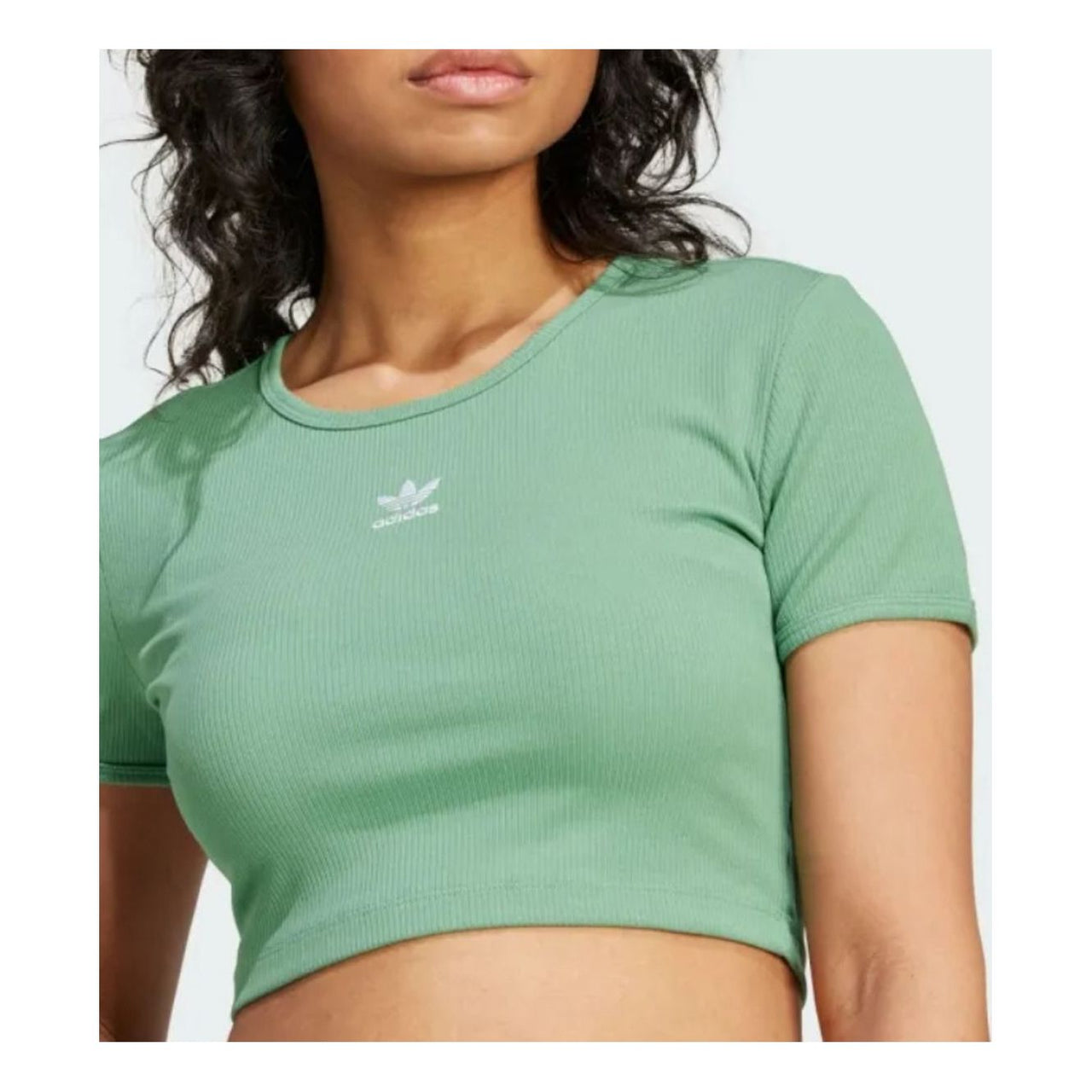(WMNS) adidas originals Essential Ribbed T-Shirt Asia Sizing 'Green White' IY9665