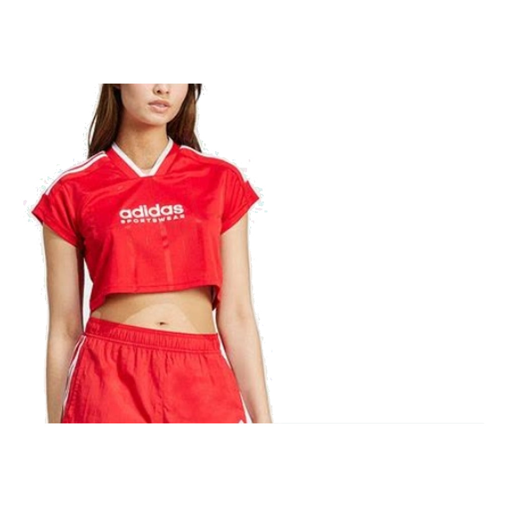 (WMNS) adidas Tiro Cut 3-Stripes Crop Jersey Asia Sizing 'Red White' IZ2084