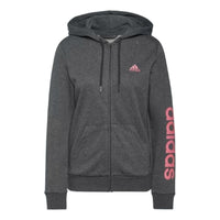 (WMNS) adidas Essentials Logo Full-Zip Hoodie Asia Sizing 'Grey Pink' H07750