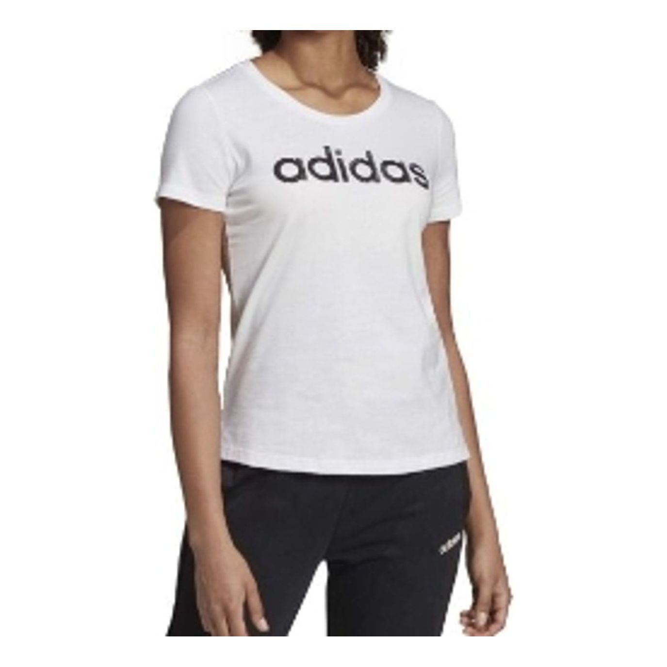 (WMNS) adidas Brush Effect Logo Graphic T-Shirt Asia Sizing 'White Black' EI4559