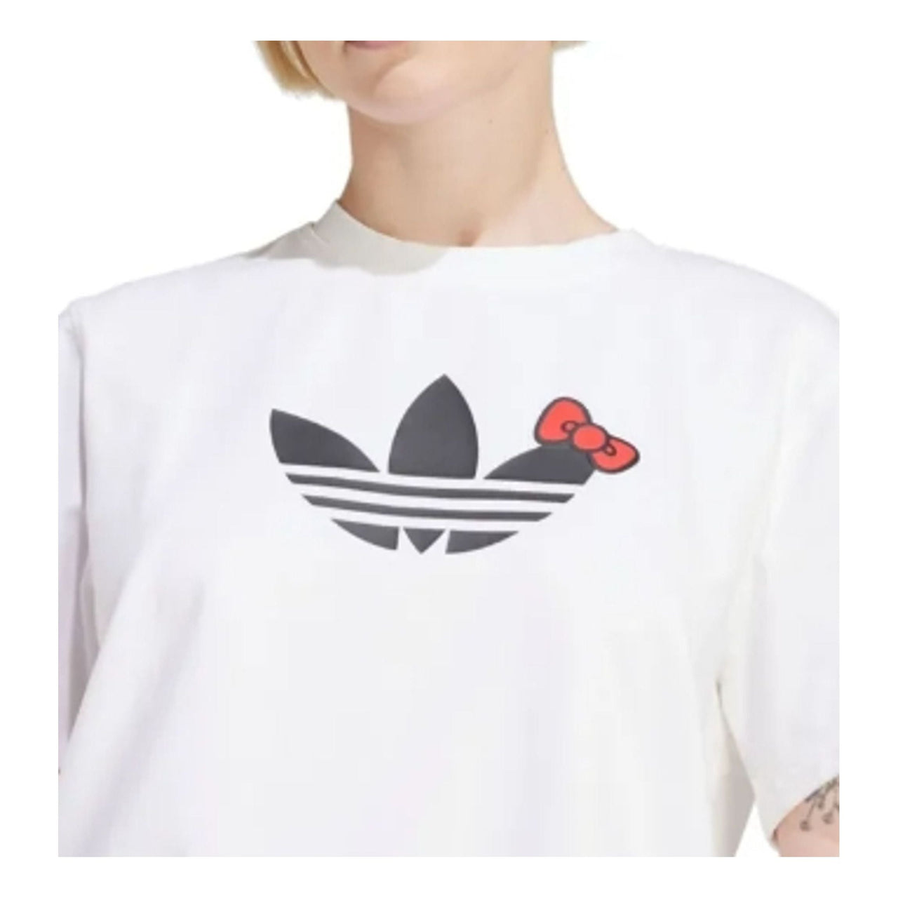 (WMNS) adidas x Hello Kitty Trefoil T-Shirt Asia Sizing 'White Black' IX7880