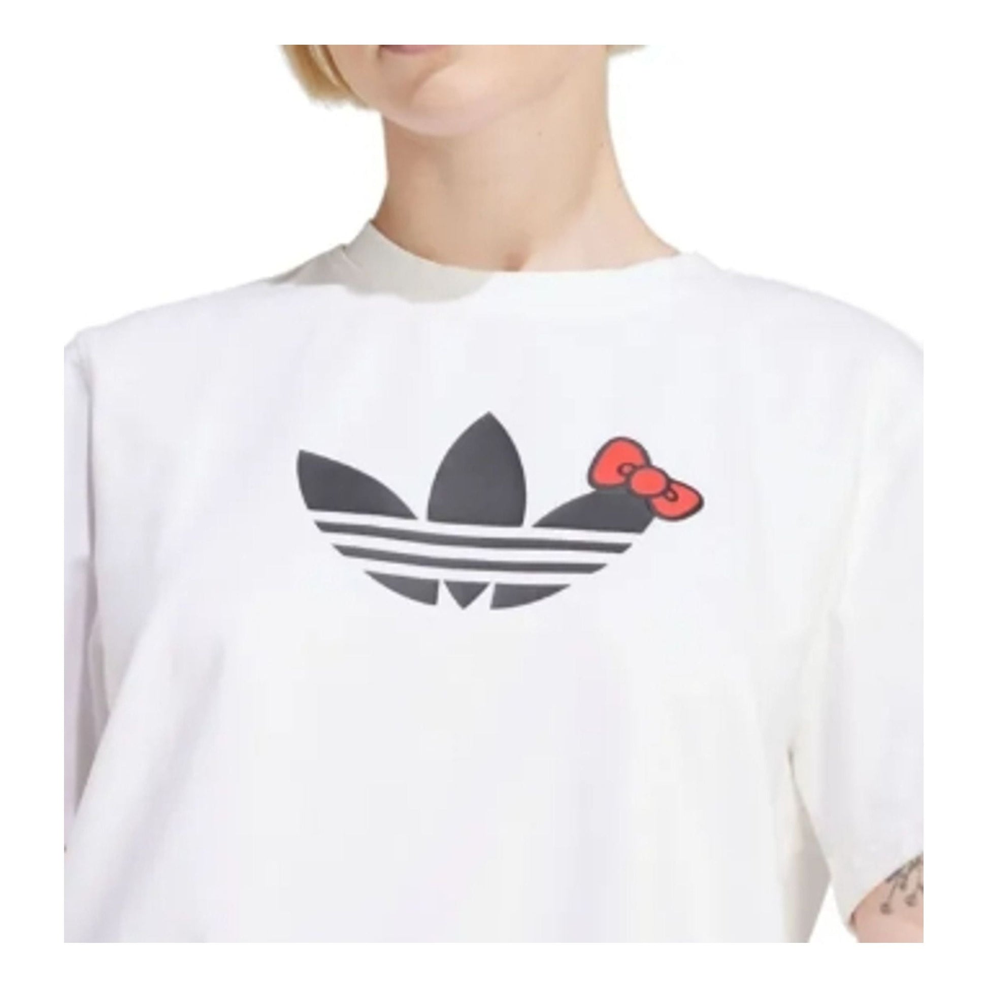 (WMNS) adidas x Hello Kitty Trefoil T-Shirt Asia Sizing 'White Black' IX7880